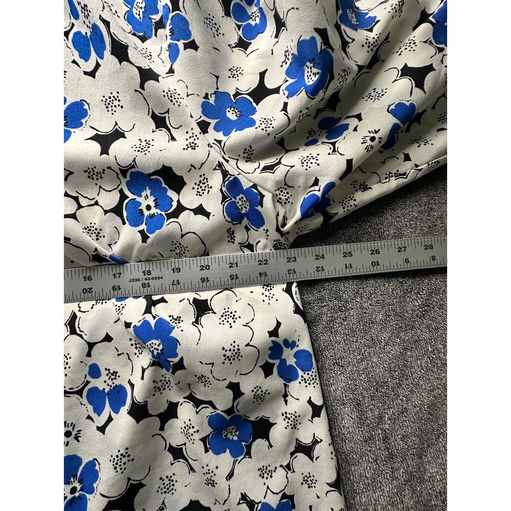Talbots Woman Blue White Floral Print 3/4 Sleeve Blouse Top 2X CN505-23 - Picture 2 of 11